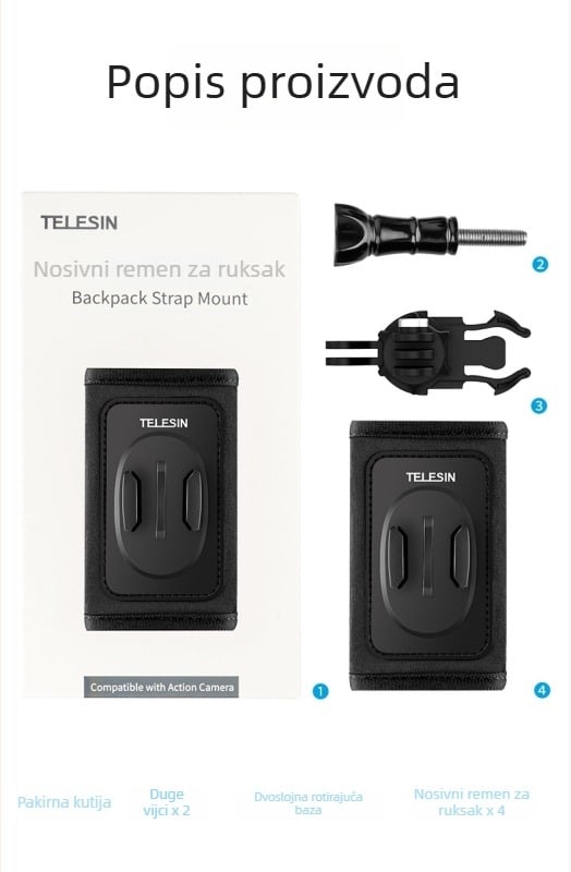Klip za ruksak za sportsku kameru GP-BPM-003, TPU, univerzalno, kompatibilno s GoPro, DJI, Insta360 i pametnim telefonima