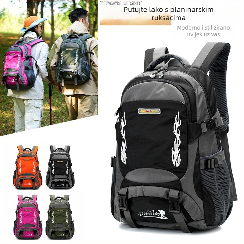 Planinarski ruksak za outdoor aktivnosti, kapacitet 36–55 L, najlon, otporan na habanje, kompatibilan s 16-inčnim laptopom, zakrivljeni rameni sustav