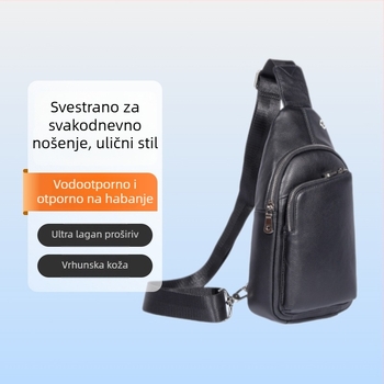 Muška torba od prave kože s križnim remenom, ulični stil, velika kapaciteta, vodootporna