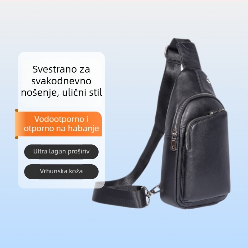 Muška torba od prave kože s križnim remenom, ulični stil, velika kapaciteta, vodootporna