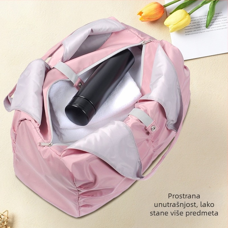 Torba za jogu za putovanje s velikim kapacitetom i odjeljkom za suho/mokro — kompozitni materijal memorijske tkanine, podstava 210D poliester; unisex; gradski minimalistički stil; pogodna za vanjske sportove