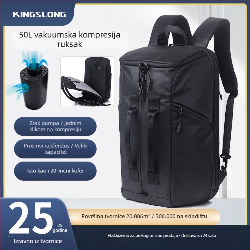 Ruksak za vanjska putovanja s vakuumskom kompresijom, proširivi, suho-mokro odjeljivanje, kapacitet 36–55 L, materijal: poliuretanska koža