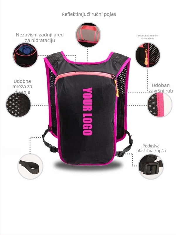 Hidratacijski ruksak za vanjske sportove, lagani poliester, zakrivljeni kaiševi, unisex, za planinarenje, biciklizam i kampiranje