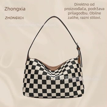 Ženska Midsummer crossbody torbica od PU s platnom, horizontalnog kvadratnog oblika, zatvaranje zipom, džepovi za telefon i dokumente