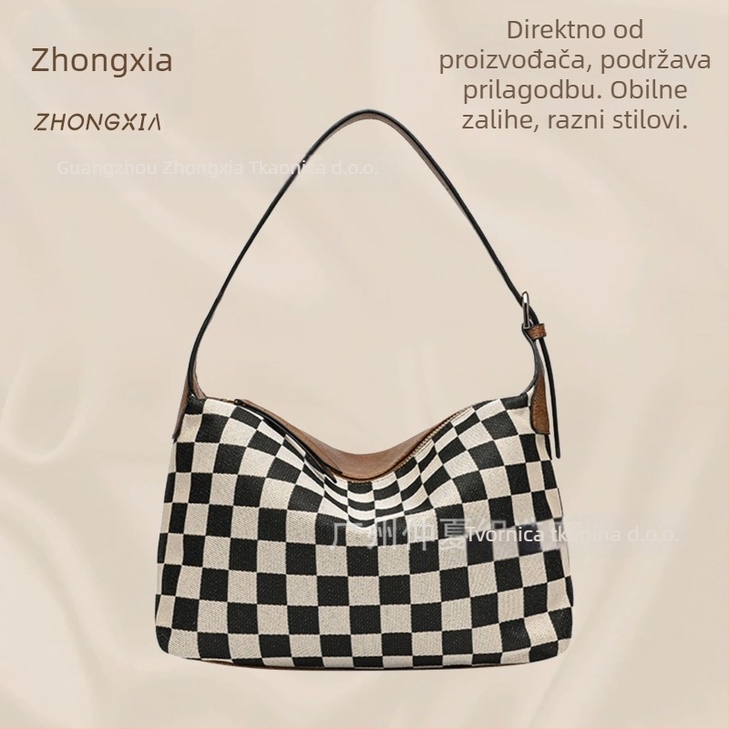 Ženska Midsummer crossbody torbica od PU s platnom, horizontalnog kvadratnog oblika, zatvaranje zipom, džepovi za telefon i dokumente