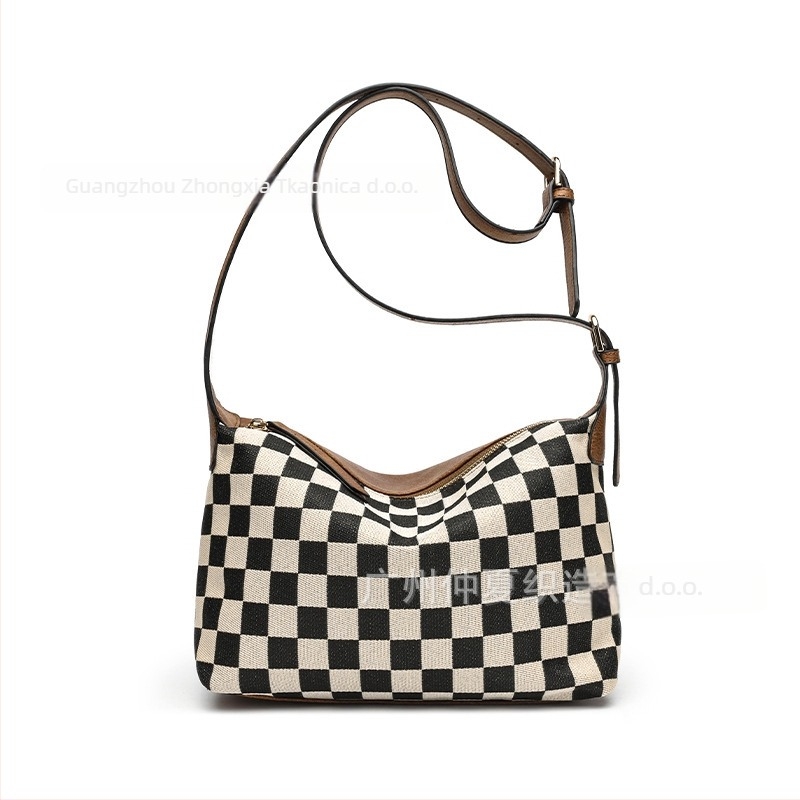 Ženska Midsummer crossbody torbica od PU s platnom, horizontalnog kvadratnog oblika, zatvaranje zipom, džepovi za telefon i dokumente