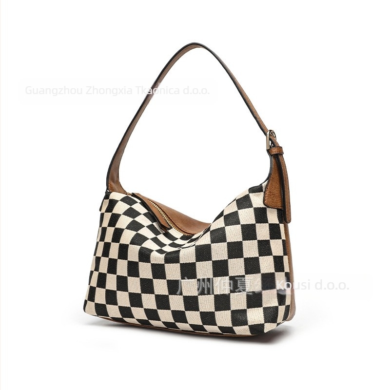 Ženska Midsummer crossbody torbica od PU s platnom, horizontalnog kvadratnog oblika, zatvaranje zipom, džepovi za telefon i dokumente