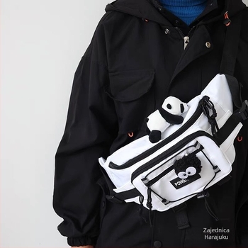 Najlon torbica za prsa i struk, unisex, zatvaranje na zip, podstava od najlona, korejski stil streetwear, za slobodno vrijeme