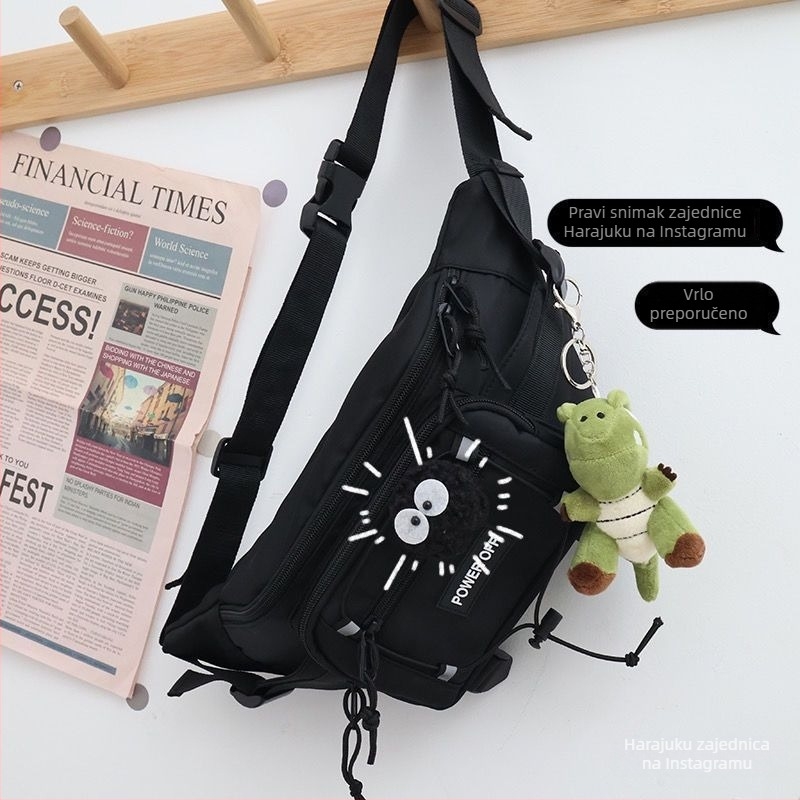 Najlon torbica za prsa i struk, unisex, zatvaranje na zip, podstava od najlona, korejski stil streetwear, za slobodno vrijeme