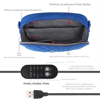 Pojasna torbica s grijačem za ruke, izolirana, poliester, unisex, zima 2022