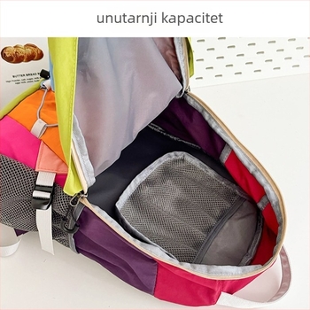 Ruksak s nišnim dizajnom, duhovito blok boja, 20–35L, najlon, vodootporan, prozračan i lagan, kompatibilan s 15-inčnim prijenosnim računalom, zakrivljene naramenice