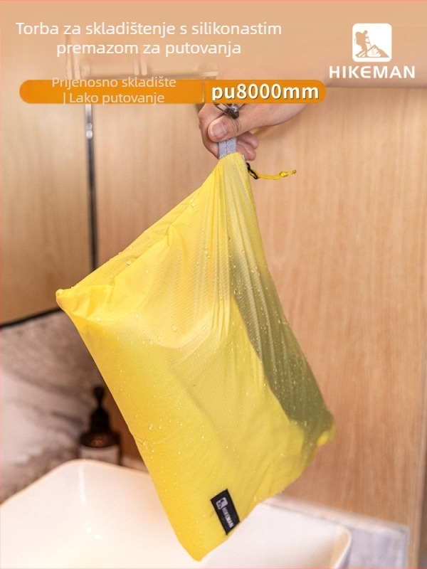 Vanjska vodootporna torba za kampiranje sa 20D silikonovim premazom, velik kapacitet, organizator odjeće za putovanja, prijenosno skladištenje