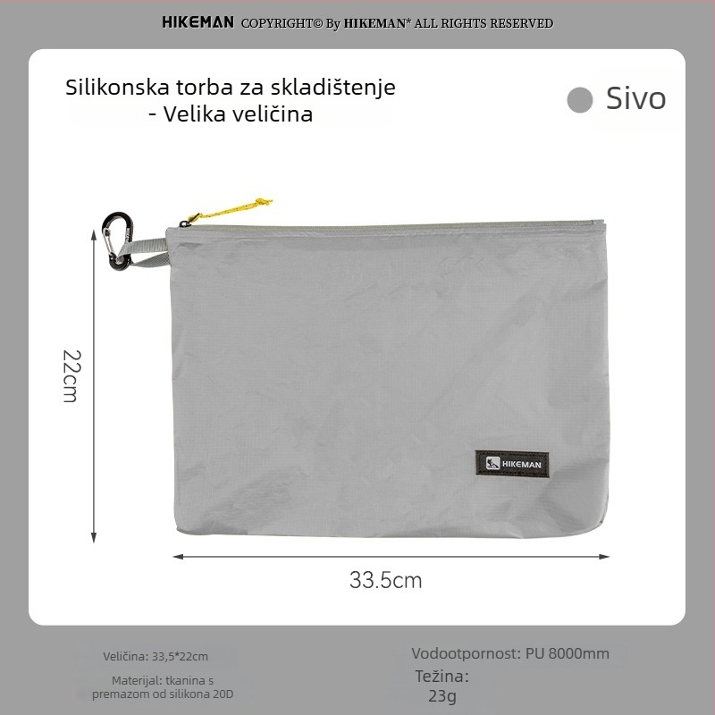 Vanjska vodootporna torba za kampiranje sa 20D silikonovim premazom, velik kapacitet, organizator odjeće za putovanja, prijenosno skladištenje