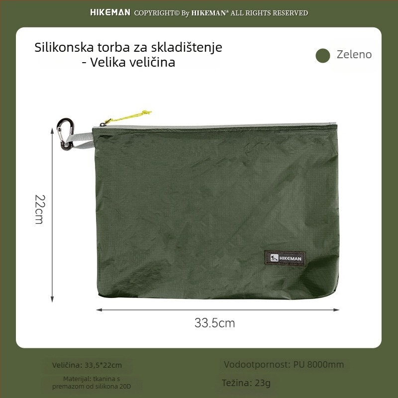 Vanjska vodootporna torba za kampiranje sa 20D silikonovim premazom, velik kapacitet, organizator odjeće za putovanja, prijenosno skladištenje