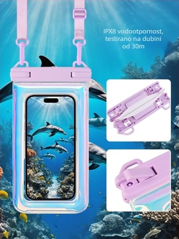 Vodootporna torbica za mobitel s dodirnim zaslonom – PVC materijal, Hiskey brend, tisk logotipa, pogodna za ronjenje i aktivnosti na otvorenom