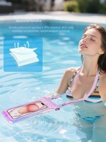 Vodootporna torbica za mobitel s dodirnim zaslonom – PVC materijal, Hiskey brend, tisk logotipa, pogodna za ronjenje i aktivnosti na otvorenom