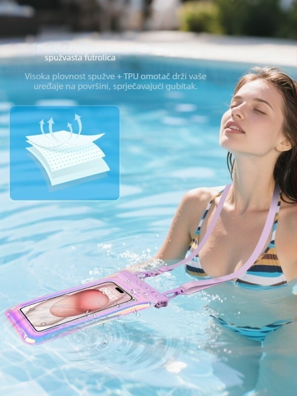 Vodootporna torbica za mobitel s dodirnim zaslonom – PVC materijal, Hiskey brend, tisk logotipa, pogodna za ronjenje i aktivnosti na otvorenom