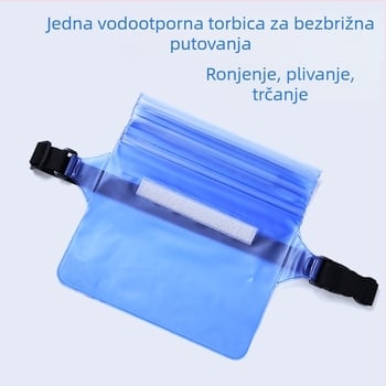 Vanjska vodootporna torbica za telefon — diagonalo nošenje na pojasu, trostruko zatvaranje, prozor osjetljiv na dodir, PVC