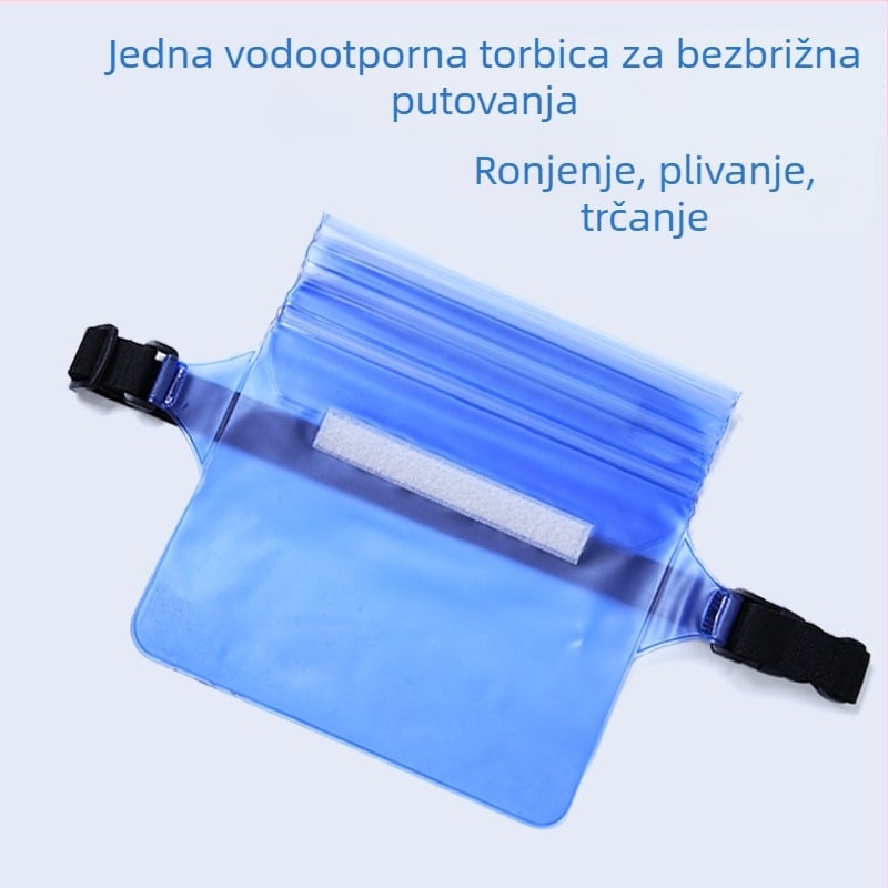Vanjska vodootporna torbica za telefon — diagonalo nošenje na pojasu, trostruko zatvaranje, prozor osjetljiv na dodir, PVC