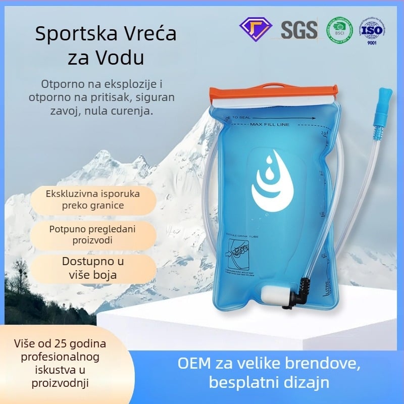 Vanjska torbica za hidrataciju, 2 L, PEVA, pogodna za biciklizam, trčanje i planinarenje; mogućnost tiska logotipa