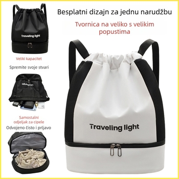 Šnórasti ruksak za fitness – vodootporan, suho/mokro odjeljak, pretinac za 13-inčni laptop, Oxford materijal