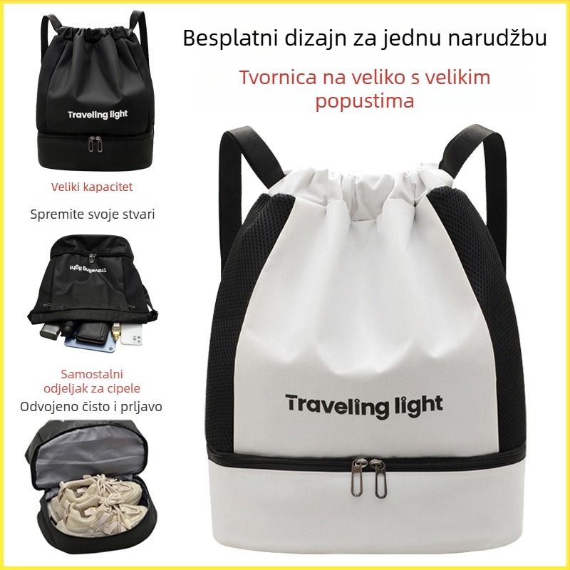 Šnórasti ruksak za fitness – vodootporan, suho/mokro odjeljak, pretinac za 13-inčni laptop, Oxford materijal