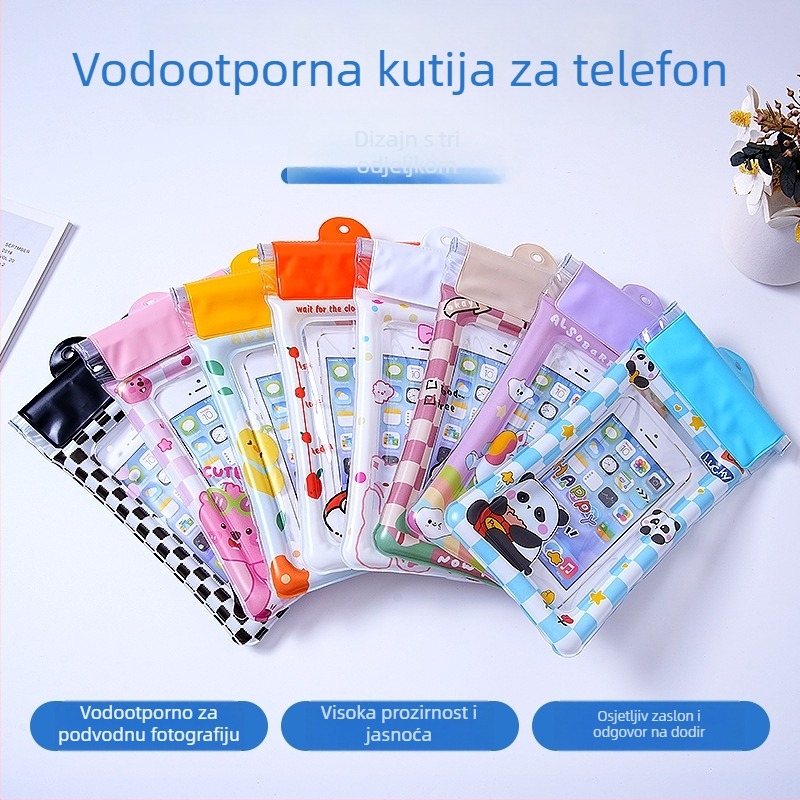 PVC vodootporna torbica za mobitel, crtani stil, prugasti uzorak, kapacitet 6.5, pogodna za plivanje i vodene sportove