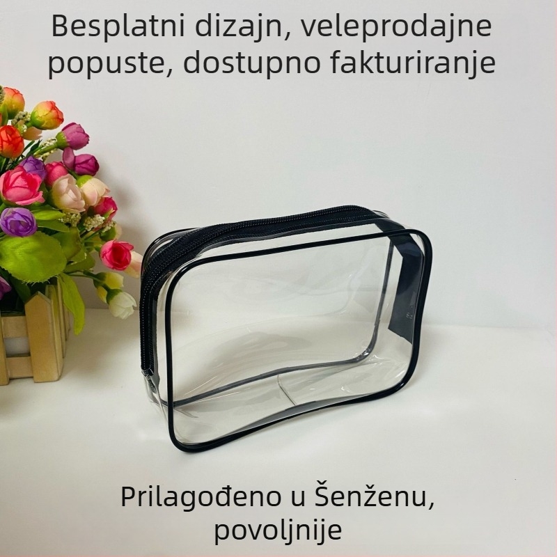 PVC kozmetička torbica, kubični oblik, višestruka namjena, moderni minimalistički stil, pogodna za kozmetiku i toaletne potrepštine