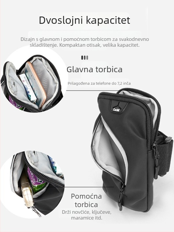 Unisex torbica za ruku za telefon za trčanje - Oxford tkanina, poliester podstava, prozračna, ultra lagana, vanjski sportovi