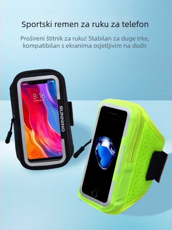 Torba za ruku za trčanje s mobitelom – Unisex, prozračna ultra lagana mrežasta konstrukcija, podstava od najlona, reflektirajuća sigurnost noću, za vanjske sportove
