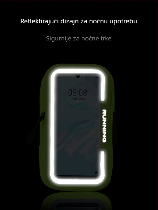 Torba za ruku za trčanje s mobitelom – Unisex, prozračna ultra lagana mrežasta konstrukcija, podstava od najlona, reflektirajuća sigurnost noću, za vanjske sportove