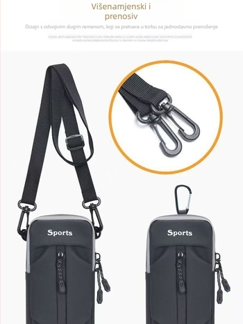 Unisex torba za rame za vanjske sportove, ultra lagana, poliester materijal, podstava poliester, s kukom.