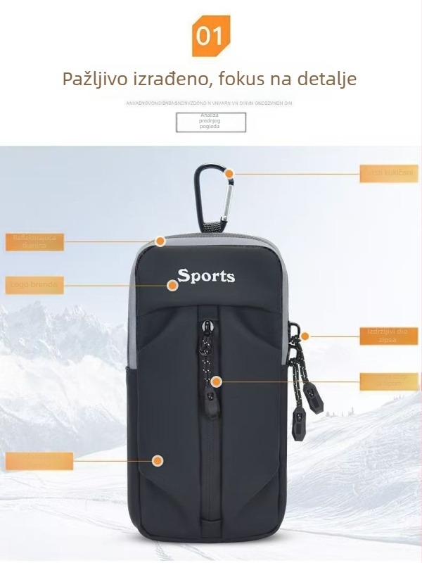 Unisex torba za rame za vanjske sportove, ultra lagana, poliester materijal, podstava poliester, s kukom.