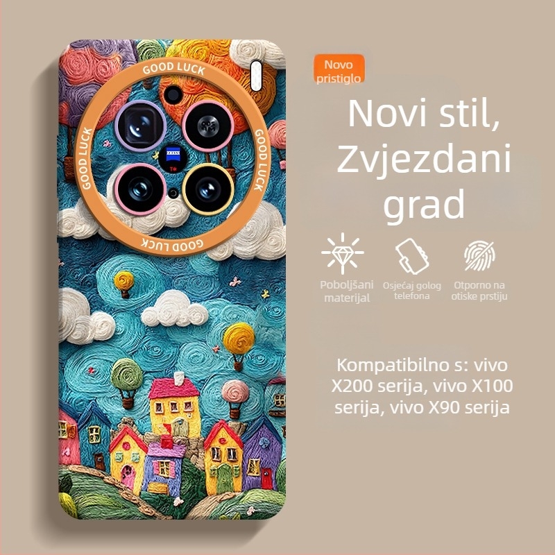 Kućište Vivo X200 Ultra – Dizajn Olejna Slika Gradić, 9080 Pro, otpornost na pad, potpuna zaštita, X100S Pro