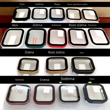 Kućište za Apple Watch s ravnim rubovima, vodootporno, integrirani zaštitni film od kaljenog stakla, materijal PC + kaljeni film