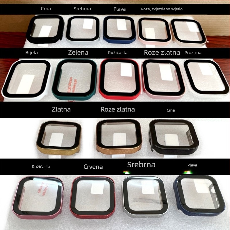 Kućište za Apple Watch s ravnim rubovima, vodootporno, integrirani zaštitni film od kaljenog stakla, materijal PC + kaljeni film