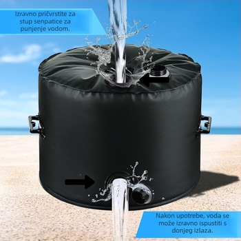 Vanjska torba za šatorsko opterećenje s vodnim punjenjem, 20L, 1000D PVC mreža, vodootporan materijal, za plažne šatore, stolove i stolice; mogućnost tiska logotipa