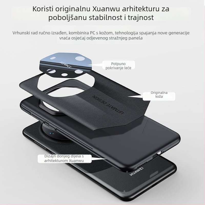 Kućište za Huawei Mate60 Pro: 2-u-1 dizajn; zaštita objektiva; (materijal: PC; tehnika injekcije ulja; odvođenje topline; otpornost na pad)