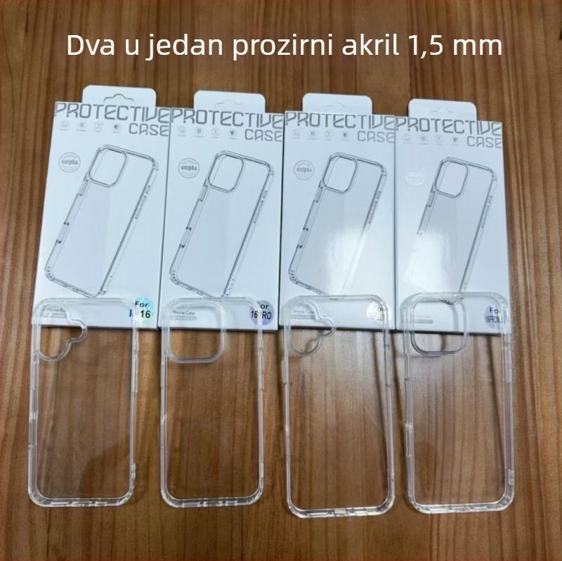Dvostrano prozirno akrilno kućište za iPhone – PC+TPU, imprint dizajn, odvod topline, zaštita od pada i otisaka prstiju; kompatibilno s iPhone 12/12 Pro/12 Pro Max/13 Pro/13 Pro Max/14 Pro/14 Pro Max/14 Max