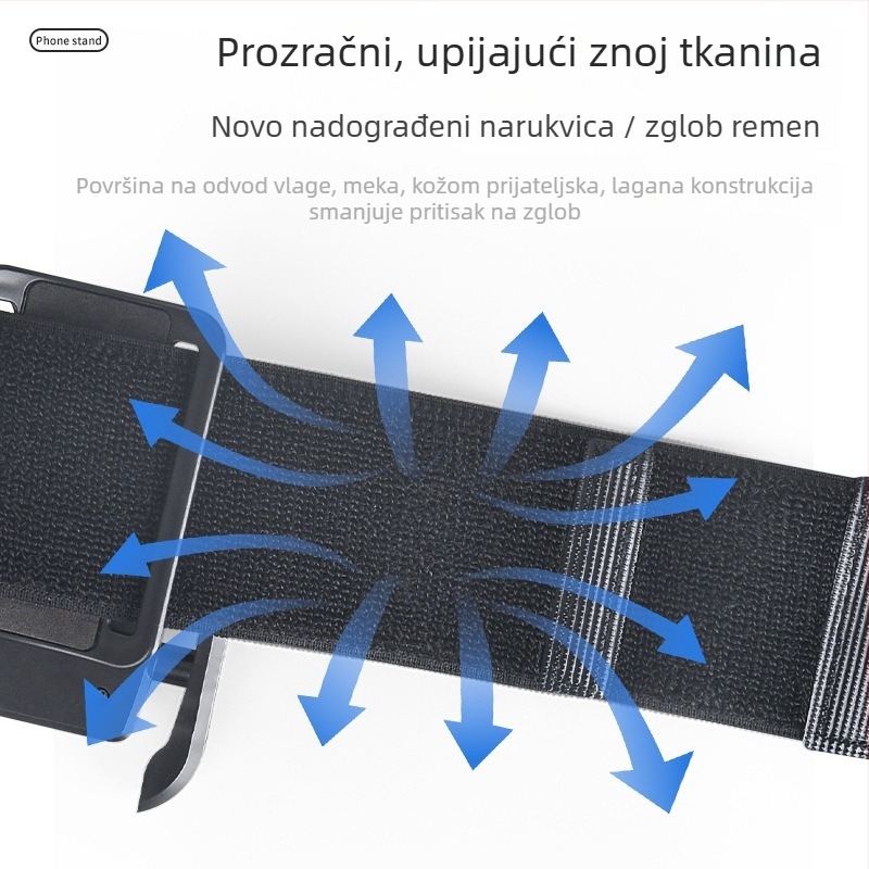 Držač telefona za zapešće za vanjske sportove — torbica za telefon na zapešću, ABS materijal, unisex, stil novog nacionalnog trenda, podstava od webbing trake