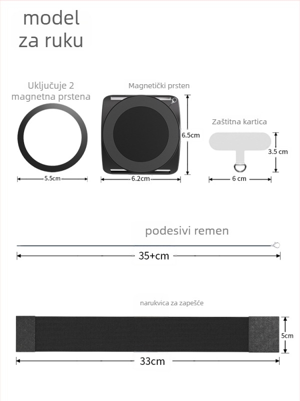 Torba za ruku za telefon s magnetskim držačem i rotirajućim zglobnim trakama — unisex, za outdoor trčanje