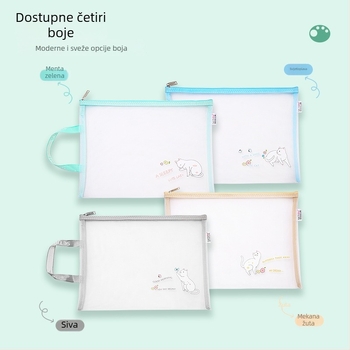 A4 torba za dokumente sa zatvaračem, dizajn crtani mačak, Oxford tkanina, težina 0,07 kg