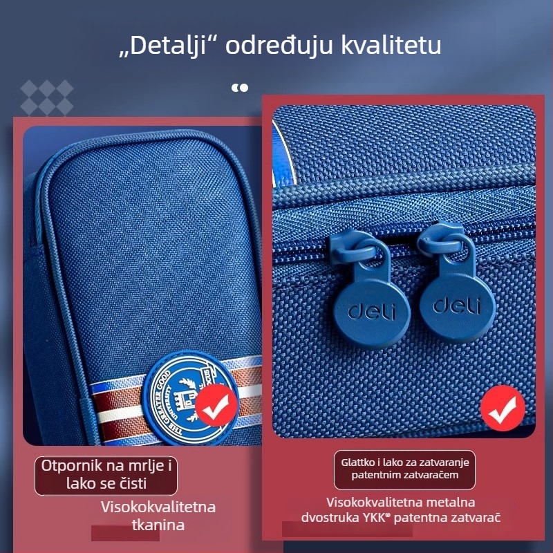 Kutija za olovke i školske potrepštine, od Oxford platna, velika kapaciteta, koledž stil, za osnovnu školu