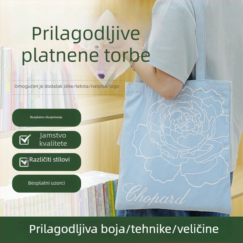 Platnena torba za nošenje, prilagodljiv logotip, vrhunski izgled, tisak logotipa, zatvaranje kopčom, ekološka torba za školske tečajeve