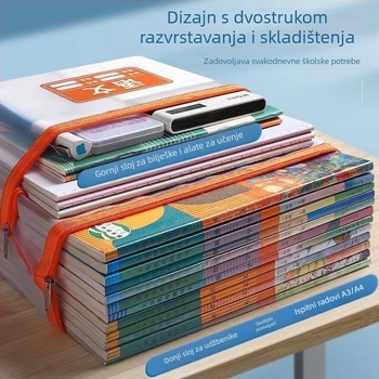 Lizhi Torba za dokumente za učenike, mrežasti najlonski materijal, zatvarač, karikatura dizajn