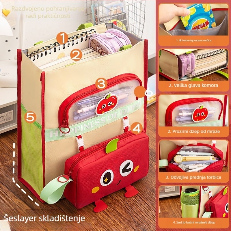 Studentska tote torba s cartoon dizajnom - Pinti, Oxford tkanina, zatvarač (Brand: Pinti; Materijal: Oxford tkanina; Oblik: Zatvarač, Karikatura)