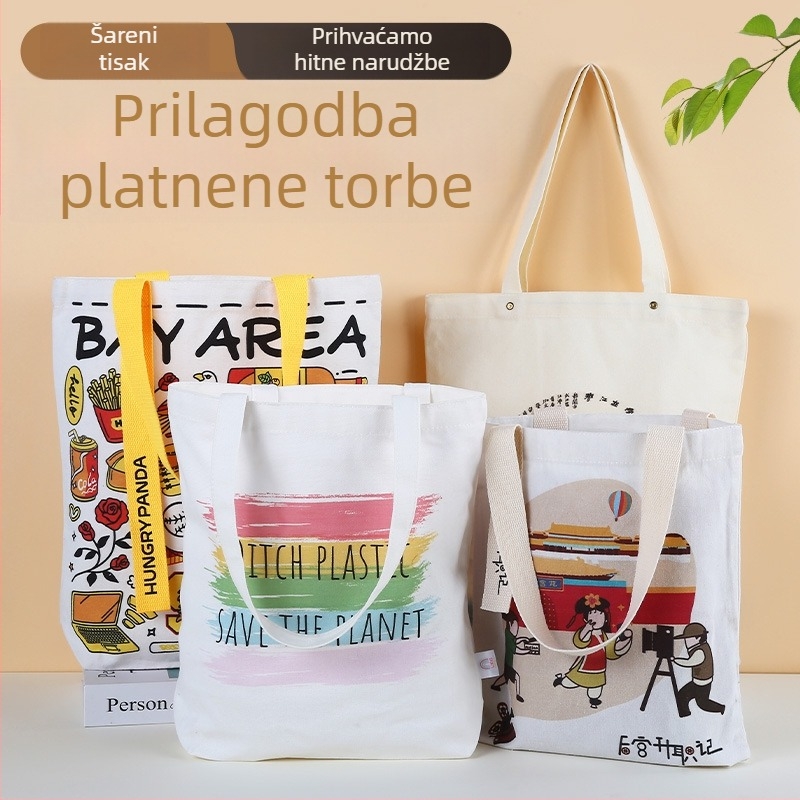 Platnena torba s logom, prilagodljiva, metode tiska: sitotisk, digitalni tisak, termotransfer