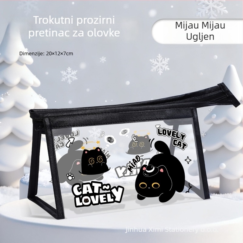 Pernica s mačjim karikaturnim dizajnom, prozirna PVC, Ximi, korejska verzija