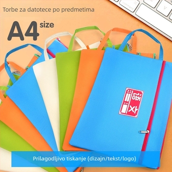 A4 torbica za dokumente sa zatvaračem, Oxford platno, kosni rub, 600D debljina