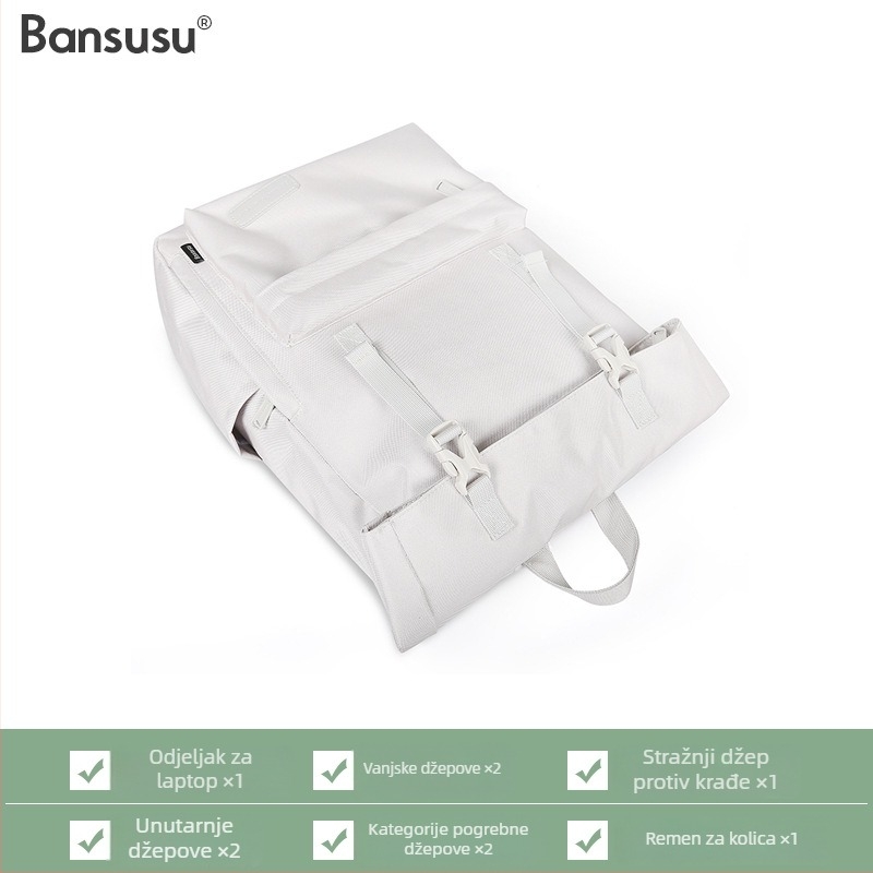 Putnički ruksak s pretincem za laptop — unisex stil, poliester, pogodan za slobodno vrijeme putovanja, brend Bansusu